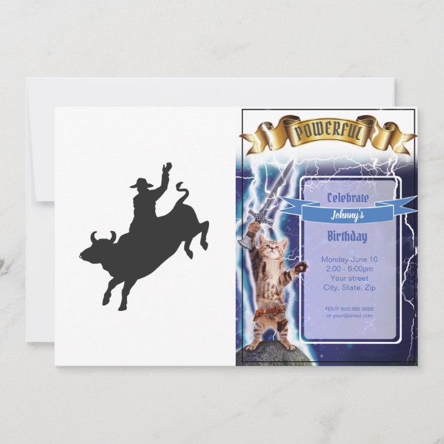 Rodeo Bull Ride Silhouette Einladung (Vorderseite)