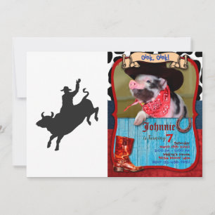 Rodeo Bull Ride Silhouette Einladung
