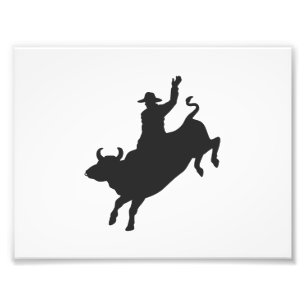 Rodeo Bull Ride Silhouette Fotodruck