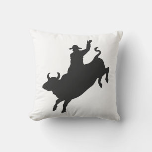 Rodeo Bull Ride Silhouette Kissen