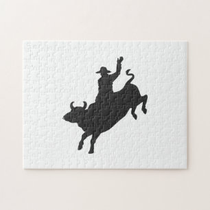 Rodeo Bull Ride Silhouette Puzzle