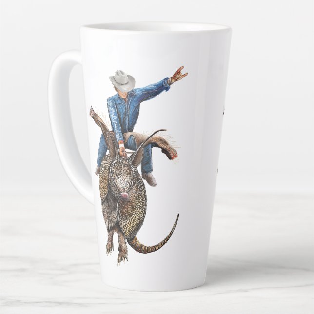 Rodeo Bull Rider Armadillo Broncodillo Milchtasse (Linke Ecke)