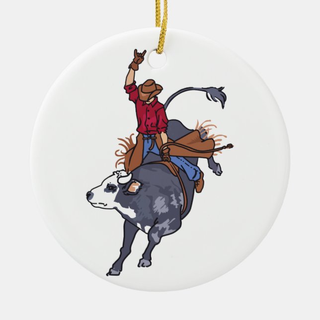 Rodeo Bull Rider Keramik Ornament (Vorne)