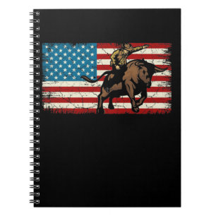 Rodeo Bull Rider Patriotic American Flag Cowboys Notizblock