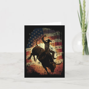 Rodeo Bull Rider Patriotic Cowboy Usa Flag Karte