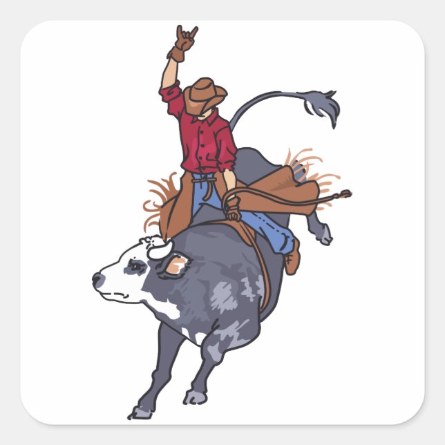Rodeo Bull Rider Quadratischer Aufkleber (Vorderseite)