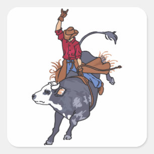 Rodeo Bull Rider Quadratischer Aufkleber