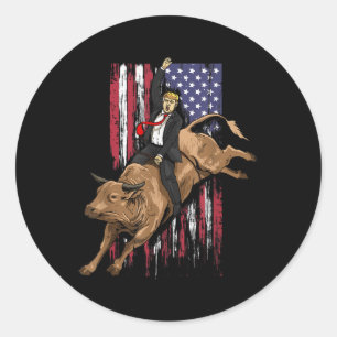 Rodeo Bull Rider Trump American Flag Cowboy Bull Runder Aufkleber
