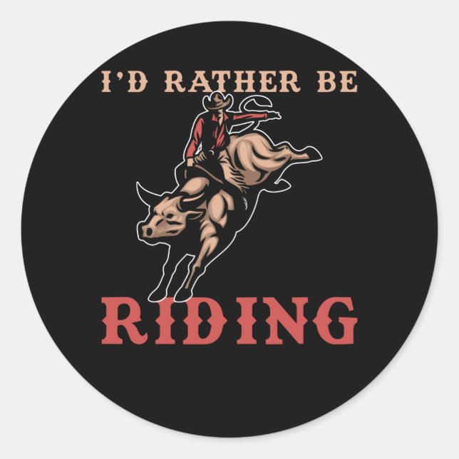 Rodeo Bull Riding Runder Aufkleber (Vorderseite)