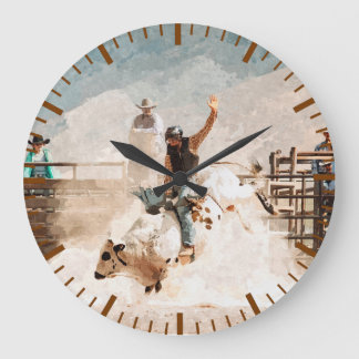 Rodeo Bull Riding Rustik Western Große Wanduhr