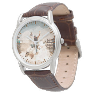 Rodeo Bull Riding Rustik Western Herren Armbanduhr