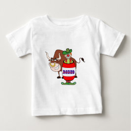 Rodeo Clown im Cartoon Barrel und Bull Baby T-shirt