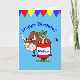 Rodeo Clown und Bull Personalize Birthday Card Karte