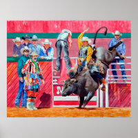 Rodeo Clown und Bull Rider
