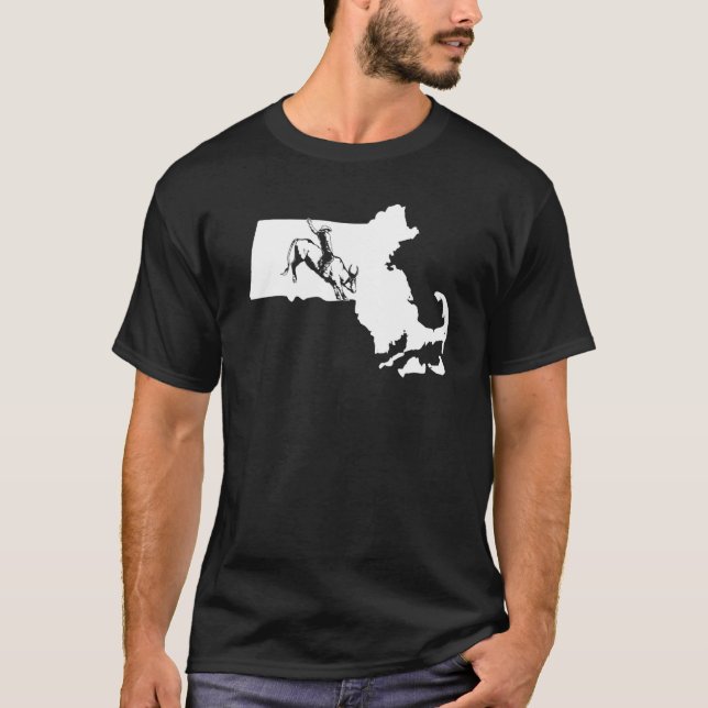 Rodeo Cow Rider Bull Riding Cowboy Karte Massachus T-Shirt (Vorderseite)