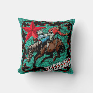 Rodeo Cowboy Bareback Bronc Rider Throw Kissen