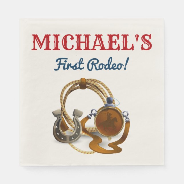 Rodeo Cowboy Birthday Party Napkins Serviette (Vorderseite)