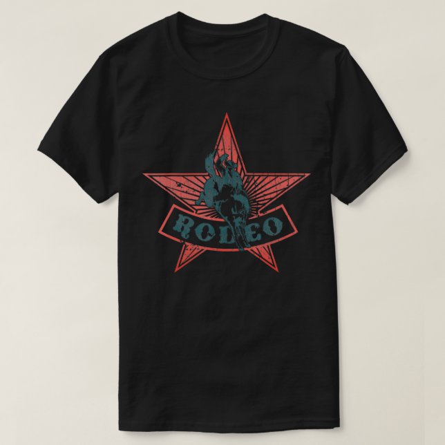 Rodeo Cowboy Bronco Reitro Stil T-Shirt (Design vorne)