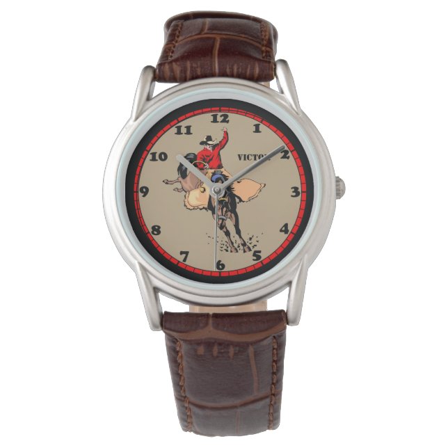 Rodeo Cowboy Bull Rider Custom Armbanduhr (Vorderseite)