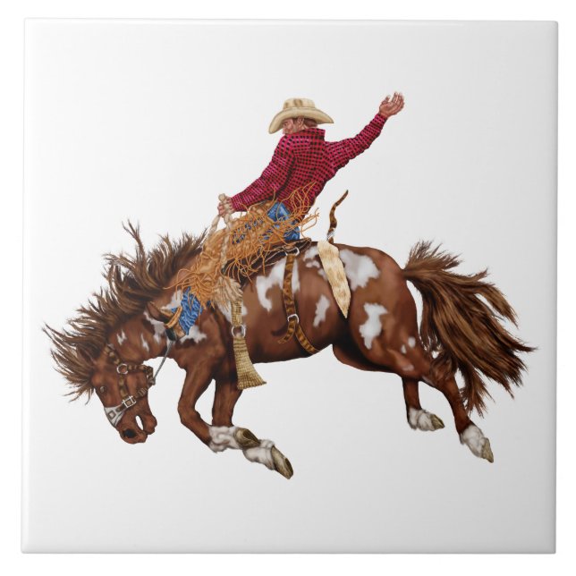 Rodeo-Cowboy  Fliese (Vorderseite)