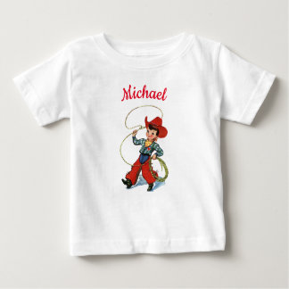 Rodeo Cowboy mit Lasso-Seil personalisierter Name  Baby T-shirt