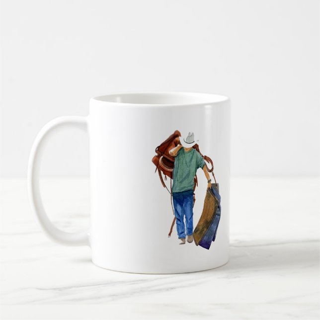 Rodeo Cowboy mit Tack Kaffeetasse (Links)