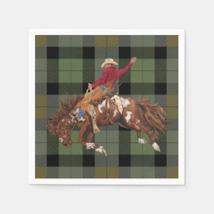 Rodeo Cowboy on Bucking Bronco Serviette