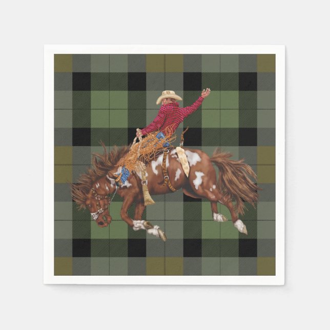 Rodeo Cowboy on Bucking Bronco Serviette (Vorderseite)