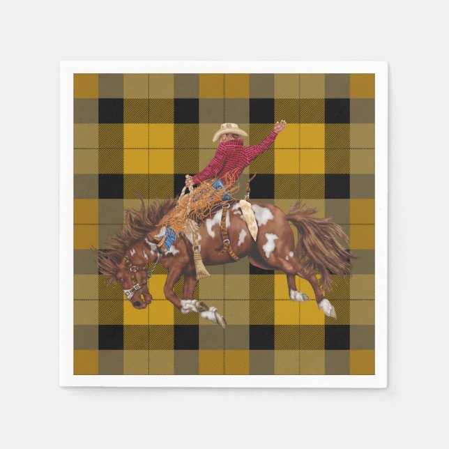 Rodeo Cowboy on Bucking Bronco Serviette (Vorderseite)