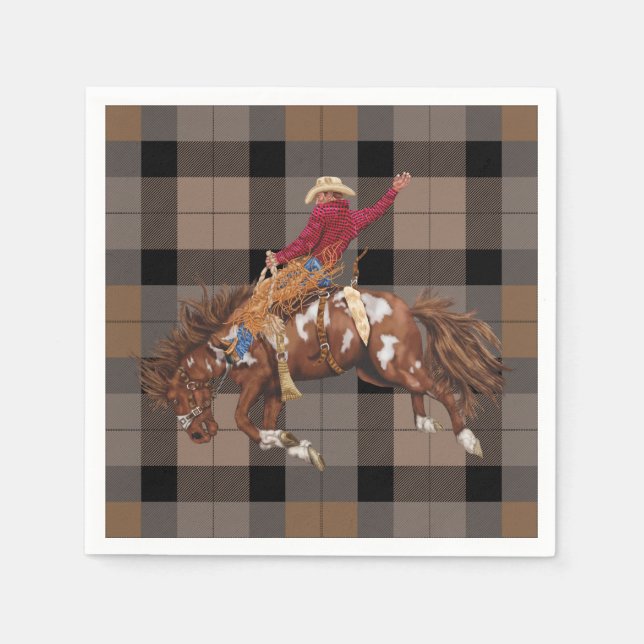 Rodeo Cowboy on Bucking Bronco Serviette (Vorderseite)