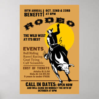 Rodeo Cowboy reiten Broncoposter Poster