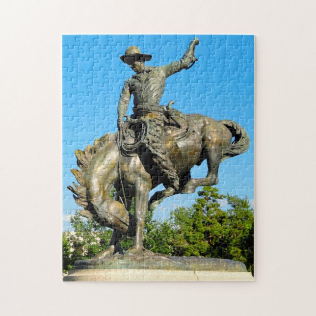 Rodeo Cowboy Statue Colorado. Puzzle (Vertikal)
