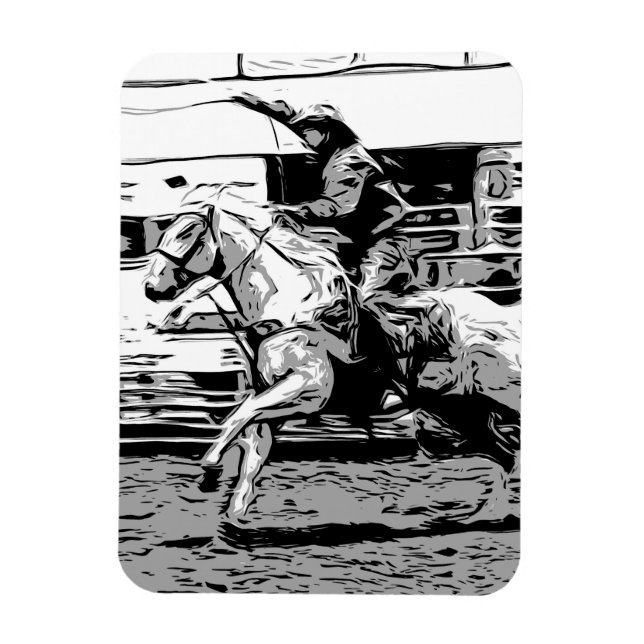 Rodeo Cowboy - Steer Roping Event Magnet (Vertikal)