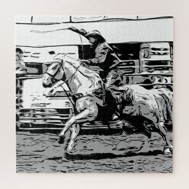 Rodeo Cowboy - Steer Roping Event Puzzle (Horizontal)