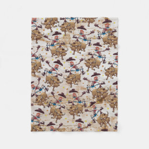 Rodeo-Cowboy-Stier-ReitCartoon-ganz vorbei - Druck Fleecedecke