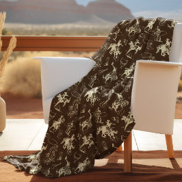 Rodeo Cowboy Western Pferde Muster Fleecedecke