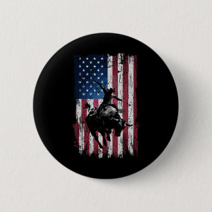 Rodeo-Cowboy Western Usa-Flagge Cowboys Button
