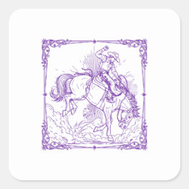 Rodeo-Cowboy Westernreiten Quadratischer Aufkleber