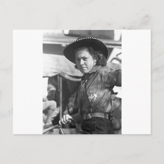 Rodeo Cowgirl: 1940 Postkarte (Vorderseite)