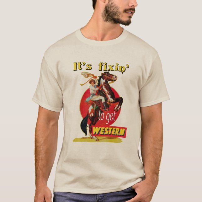 Rodeo-Cowgirl auf Pferd Fixin, zum des Westerns zu T-Shirt (Vorderseite)