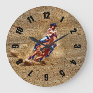Rodeo Cowgirl Barrel Racing Western Themed Clock Große Wanduhr
