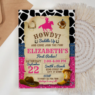 Rodeo Cowgirl Birthday Einladung