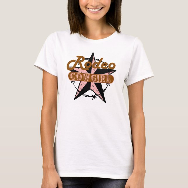 Rodeo Cowgirl Brown und Pink T-Shirt (Vorderseite)