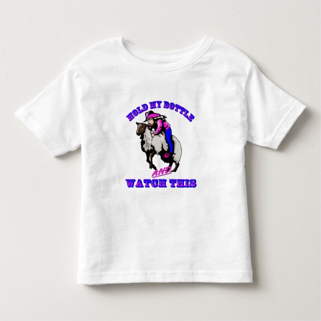 Rodeo Cowgirl Mutton Bustin" Flasche Sehen Kleinkind T-shirt (Vorderseite)