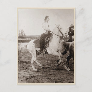 Rodeo-Cowgirl Vintage-Foto Postkarte