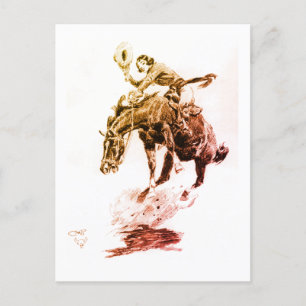 Rodeo Cowgirl (von C.M. Russell) Postkarte