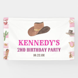 Rodeo Cowgirl Western Wild West Birthday Party Banner