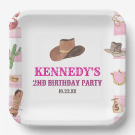 Rodeo Cowgirl Western Wild West Birthday Party Pappteller