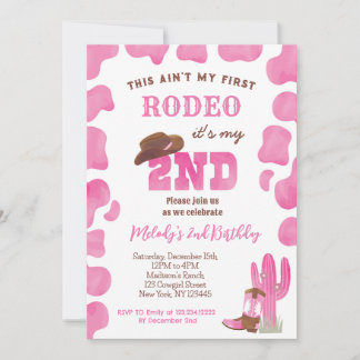 Rodeo Cowgirl Zweiter Geburtstag Einladungen