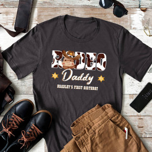 Rodeo Daddy Cowboy-Kuh-Muster Geburtstagsanpassung T-Shirt